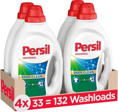 Image de Persil Gel Universel - Lessive liquide - Elimination puissante des taches - Pack avantage - 4 x 33 lavages.