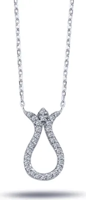 Produktbild von 0,15 Carat Diamant Tulpe Anhänger Halskette 14 Karat Weißgold