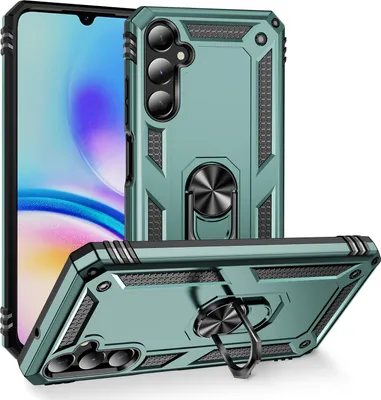 Produktbild von Schutzhülle für Samsung Galaxy A05S Dual Layer Robust Militäre Fallschutz Hülle mit Ringhalterung Ständer Grün