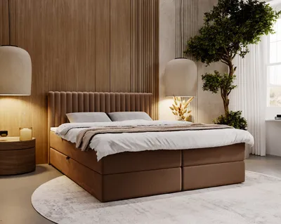 Produktbild von GrainGold Boxspringbett Marbella 160x200 cm - Bett 160x200, Kontinentalbett  mit Bettkasten - Doppelbett mit Matratze - Braun (Monolith 09)