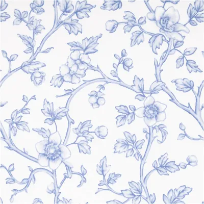 Produktbild von Baumwollstoff Perkal Blumenranken ecru blau Meterware 1,5m