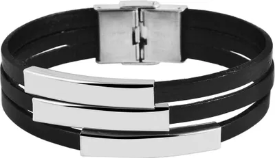 Produktbild von Akzent Echtlederarmband mit Edelstahlelementen