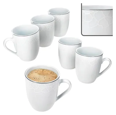 Zdjęcie produktu dla 6x kubek do kawy Venice 300ml porcelanowy biały kubek do kawy z reliefem
