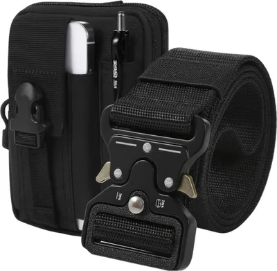 Immagine prodotto di Borsa da cintura - Borsa militare - Stile militare - Militare - Sopravvivenza - Uomo - Set con cintura - Nero