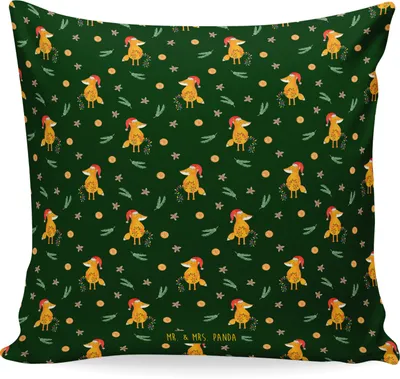 Produktbild von Mr. & Mrs. Panda kissen für sofa Fuchs Weihnachten - Grün - Geschenk, Füchse, kuschelkissen 40x40, bedruckt, Polster, Polsterkissen, Heiligabend, Nikolaus, Winter, zier