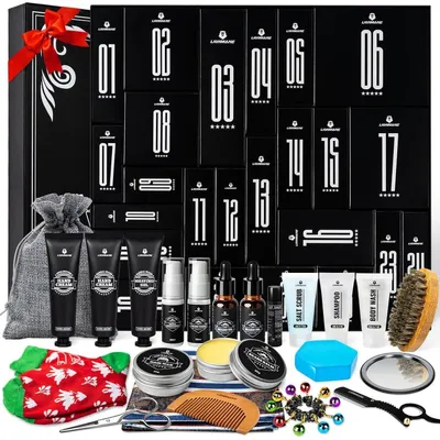 Immagine prodotto di Calendario dell'Avvento 2024 Uomo Lionmane Set regalo Cura della barba 24 Calendario di Natale Uomo