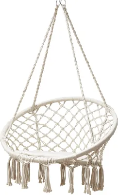 Produktbild von Grasekamp Hängesessel zum Aufhängen mit rundem Sitzkissen Beige Belastbarkeit max. 100 kg Schwebesessel