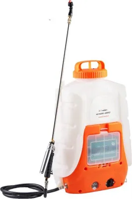 Image de Pulvérisateur de jardin - Pulvérisateur d'extérieur - pour le désherbage et le nettoyage - buse réglable - réservoir de 15 litres - blanc et orange