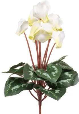Produktbild von artplants.de Kunstblumen Alpenveilchen VERIANA auf Steckstab, weiß-grün, 30cm - Künstliche Zyclamen