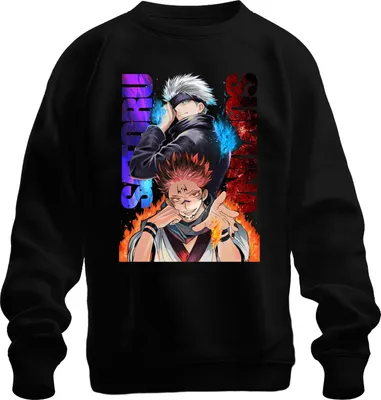 Produktbild von Jujutsu Kaisen Gojo Satoru Sukuna Flammen Augenbinde Geschenk Uni Sweatshirt Pullover, Schwarz, M
