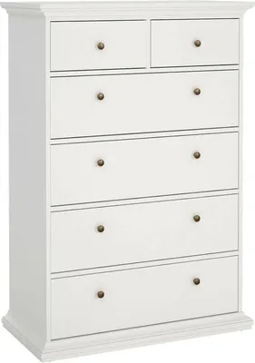 Image de Gaetana - Commode, 96x49x139h cm Blanc, 6 Tiroirs