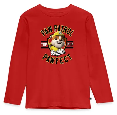 Produktbild von Spreadshirt Paw Patrol Rubble Pawfect Kinder Premium Langarmshirt, 110/116 (4 Jahre), Rot