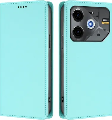 Produktbild von Handyhülle für Tecno Pova 6 Neo 4G, Kunstleder Klapphülle Stoßfeste Magnetische Hülle mit Ständer Türkis