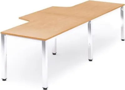 Produktbild von Mehrfacharbeitstisch Executive L-Form BxTxH 360x120/80x73cm Gestell verchromt Platte Melamin buche.