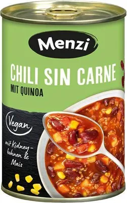 Produktbild von Menzi Chili sin Carne mit Quinoa 400 G Dose  Vegan Proteinquelle  Ausgewogen, würzig