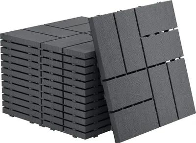 Produktbild von XMTECH Terrassenfliesen 2㎡ (22 Stück) – Klickfliesen 30x30 cm in Anthrazit Typ A, Holzoptik Balkonfliesen für Terrasse & Garten, Wetterfest mit Drainagefunktion
