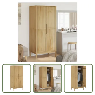 Produktbild von The Living Store Kleiderschrank FLORO Wachsbraun 77x53x171 cm Massivholz Kiefer