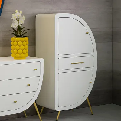 Produktbild von Dmora Sideboard Boretto 60x32x133 cm Weiß, 1 Schublade 2 Türen