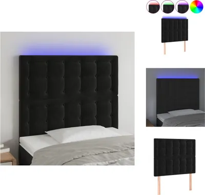 Produktbild von vidaXL LED Kopfteil Schwarz 90x5x118/128 cm Samt -  Kopf- & Fußenden