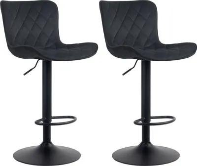 Produktbild von 2er Set Barhocker Emma Samt schwarz