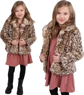 Obrázek produktu pro Dívčí kabát s leopardím potiskem, teplá bunda z umělé kožešiny pro dívky 110