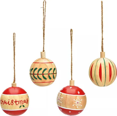 Produktbild von Weihnachtsbaumkugeln aus Holz 6 cm 12 Stück