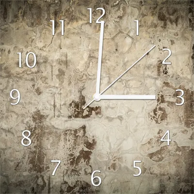 Produktbild von Wallario Design Wanduhr Alte schmutzige Wand aus Beton mit abblätternder Farbe aus Echtglas, Größe 30 x 30 cm