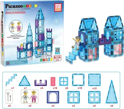 Image de PicassoTiles thème hiver - tuiles de construction magnétiques, 72dlg.