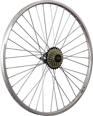 Produktbild von 26-Zoll-Hinterrad für Fahrrad, Freilauf mit 7 Gängen, silberfarben