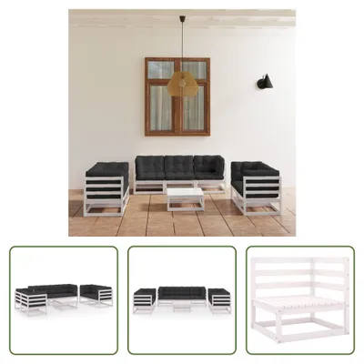 Produktbild von The Living Store 8-tlg. Garten-Lounge-Set mit Kissen Kiefer Massivholz