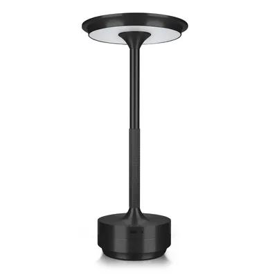 Produktbild von Kabellose LED-Tischlampe - Runde Metalllampe mit Touch-Steuerung – Schwarz
