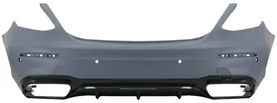Productafbeelding van Achterbumper voor Mercedes E-klasse W213, modeljaren 2016-2019, design E63, zwarte uitvoering.