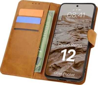 Produktbild von Bizon Case Pocket Flip Case für Oppo Reno 12, Braun