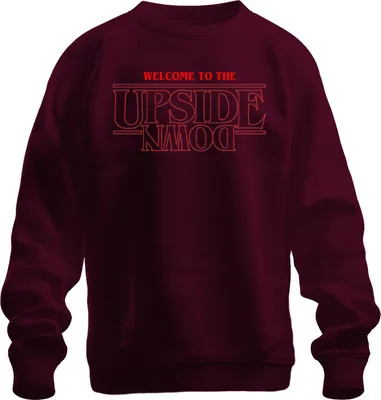 Produktbild von WELCOME TO THE UPSIDE DOWN Stranger Horror 80s Retro Demogorgon Uni Sweatshirt Pullover, Burgundy, M
