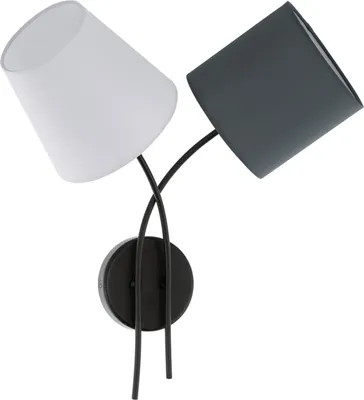 Produktbild von EGLO Wandlampe Almeida, 2 flammige Textil Wandleuchte, Material: Stahl, Stoff, Farbe: Schwarz, anthrazit, weiß, Fassung: E14