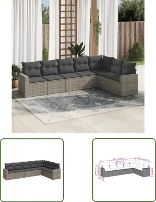 Produktbild von The Living Store 7-tlg. Garten-Sofagarnitur mit Kissen Grau Poly Rattan