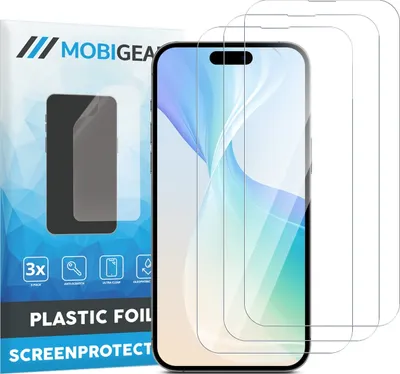 Produktbild von Mobigear iPhone 15 Displayschutz Schutzfolie - Hüllenfreundlich (3er Pack)