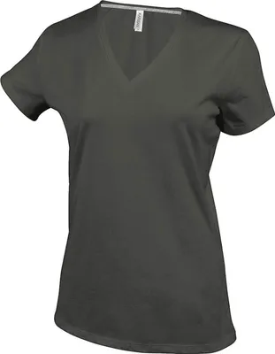 Produktbild von Kariban Damen T-Shirt V-Neck Kurzarm V-Ausschnitt Shirts Baumwolle Tee, Größe:L, Farbe:Forest Green