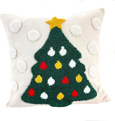 Produktbild von Heimtexland Deko Kissen aufgenähte Weihnachtsapplikation Zierkissen Dekoration Weihnachten Geschenkidee HxB 45x45 cm Kissenhülle Typ923 Weihnachtsbaum
