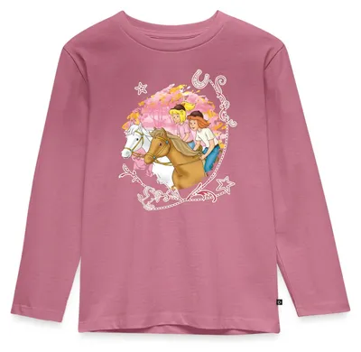 Produktbild von Spreadshirt Bibi Und Tina Wettreiten Im Wald Kinder Premium Langarmshirt, 134/140 (8 Jahre), Mauve