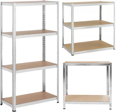 Zdjęcie produktu dla Regał metalowy magazynowy garaż spiżarnia 180x90x40cm 600 kg 4 półki FUNFIT