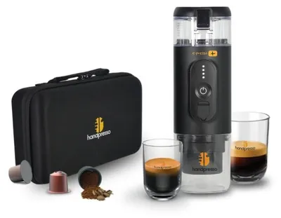 Zdjęcie produktu dla Handpresso Set E-Presso Plus, Czarny, Kapsułka kawy, Kawa mielona, 19 bar, 0,11 l, 95 mm, 95 mm