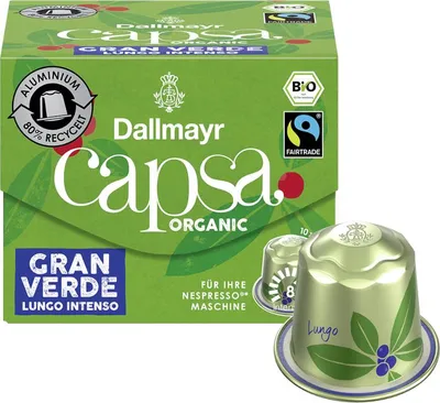 Obrázek produktu pro Dallmayr 098000000 Dallmayr Capsa Gran Verde Lungo Intenso Kaffeekapseln Arabicabohnen kräftig 10 Portionen