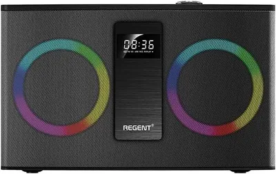 Produktbild von Ferguson Regent Power Audio 300BT RGB Bluetooth-Lautsprecher mit 60W, FM-Radio, USB, AUX, DSP-Effekten, RGB-LED, Ultra Bass – Tragbares Stereo-System
