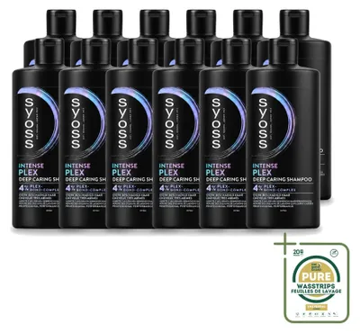 Produktbild von 12 x Syoss Intense Plex Shampoo - Tiefenreparatur für strapaziertes Haar - 440 ml - Vorratspackung - 12 Stücke