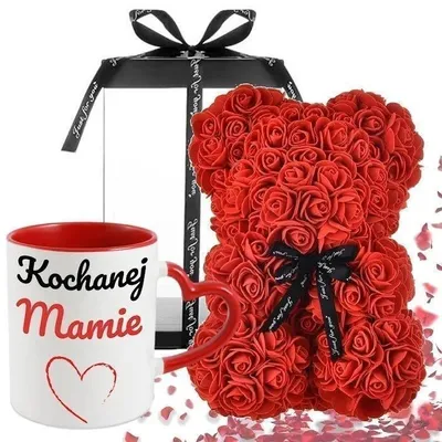 Produktbild von Geschenkset Muttertagsgeschenk Mama Tasse Rosenbär Präsentset Kochanej Mamie