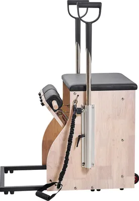 Immagine prodotto di SucceBuy Sedia Pilates con pedali e maniglie divise, istruttore yoga fitness in robusto legno di gomma, dispositivo di allenamento per esercizi di resistenza e fitness Pilates