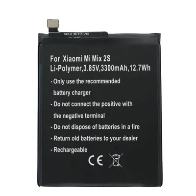 Imagen del producto de Batería compatible con Xiaomi Mi Mix 2S, de tipo Li-Polímero, modelo BM3B, con una tensión de 3.85 voltios y una capacidad de 3300 mAh, 12.7 Wh, batería interna, fácil de instalar (sin necesidad de herramientas)