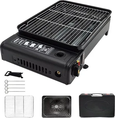 Produktbild von Famanu Tragbarer Campinggrill - Grillset mit Grillrost und Gasbrenner
