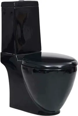 Produktbild von Toilette Keramik Schwarz Serie Rund 38,5 x 65 x 84,5 cm (B x T x H) mit Soft-Close und 2-Tasten-Spülung